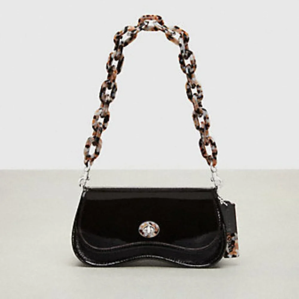 Wavy Dinky Bag With Crossbody Strap In Crinkled Patent Coachtopia Leather